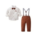 thumbnail image 1 of WESIDOM Toddler Boy Clothes Formal Outfits Shirt Bowtie Suspender Trousers 3pcs Set Cotton Fabric, 1 of 13