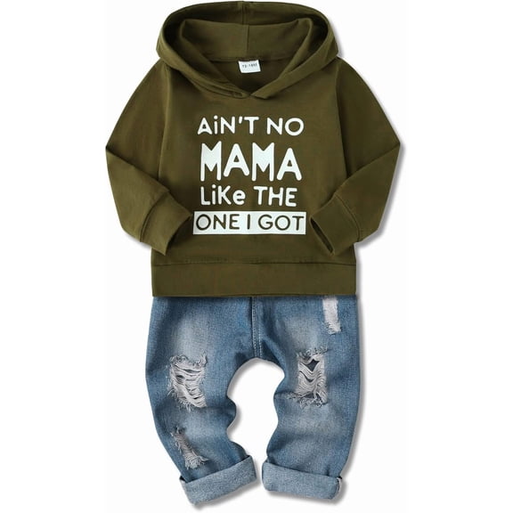 WESIDOM Toddler Boy Clothes,Long Sleeve Printing Hoodie Jeans Pants Toddlers Boys Outfits Set 1-6Y Kids Clothing