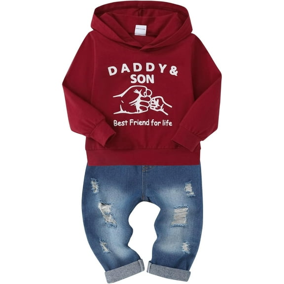 WESIDOM Toddler Boy Clothes,Long Sleeve Printing Hoodie Jeans Pants Toddlers Boys Outfits Set 1-6Y Kids Clothing
