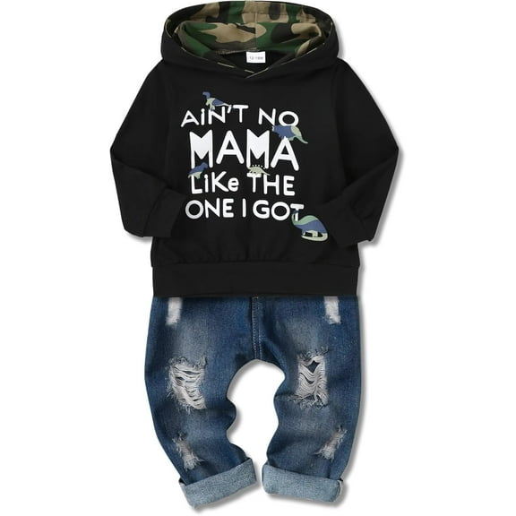 WESIDOM Toddler Boy Clothes,Long Sleeve Printing Hoodie and Jeans Pants Toddlers Boys Outfits Set 1-6Y Kids Clothing