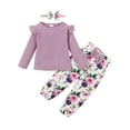 thumbnail image 1 of WESIDOM Toddler Girl Child Clothes Long Sleeves Ruffle Top Floral Trousers Pant Headband 3Pcs 1-5T, 1 of 9