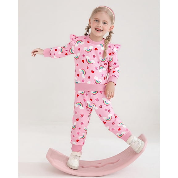 WESIDOM Toddler Girl Clothes 3Pcs Little Girls Outfits Ruffle Long Sleeve Top+Pants Set+Handband 12M-5T Clothing