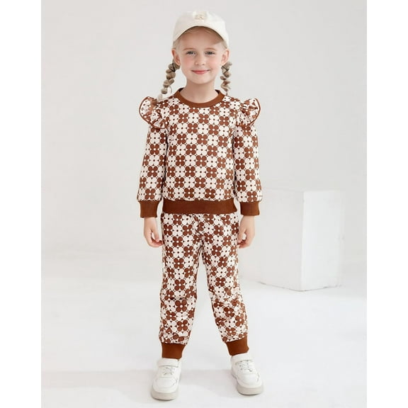 WESIDOM Toddler Girl Clothes 3Pcs Little Girls Outfits Ruffle Long Sleeve Top Pants Set Handband 12M-5T Clothing