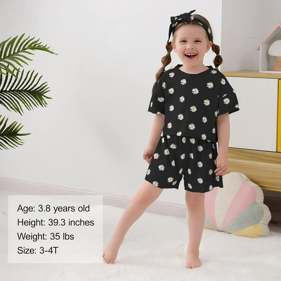 WESIDOM Toddler Girl Clothes Baby Girls Outfits 6M-5T Summer Floral Print Shirt Shorts Headband 3pcs Baby Clothing