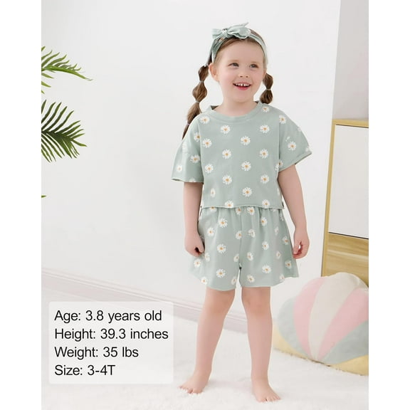 WESIDOM Toddler Girl Clothes Baby Girls Outfits 6M-5T Summer Floral Print Shirt+Shorts+Headband 3pcs Baby Clothing