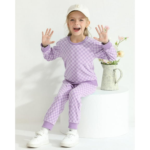 WESIDOM Toddler Girl Clothes Checkered Long Sleeve Pullover Tops   Pants Toddler Baby Sweatsuit Fall Winter Outfits