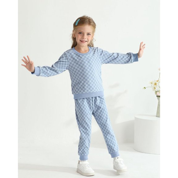 WESIDOM Toddler Girl Clothes Checkered Long Sleeve Pullover Tops + Pants Toddler Baby Sweatsuit Fall Winter Outfits