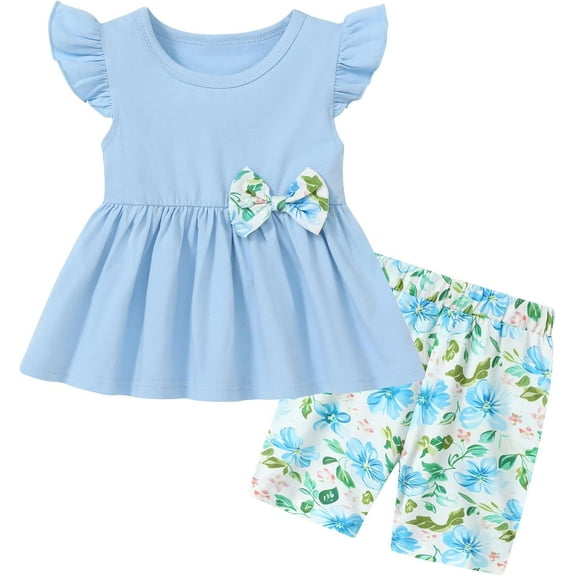 WESIDOM Toddler Girl Clothes Layered Ruffle Top Floral Shorts Cute Toddler Girls Summer Outfits 2Pcs Clothing Set