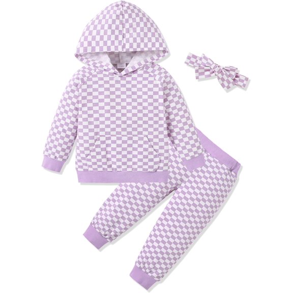 WESIDOM Toddler Girl Clothes Outfits Long Sleeve Hoodie Sweatshirt Pants Headband Toddler Girl Clothing Set