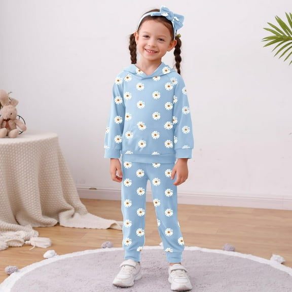 WESIDOM Toddler Girl Clothes Outfits Long Sleeve Hoodie Sweatshirt Pants Headband Toddler Girl Clothing Set