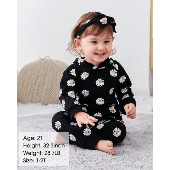WESIDOM Toddler Girl Clothes Outfits Long Sleeve Hoodie Sweatshirt Pants Headband Toddler Girl Clothing Set