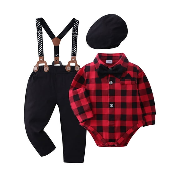 WESIDOM Toddler Infant Boy Clothes Formal Suit Outfits 0-18M 4PCS Tuxedo Shirt Sets Cotton Fabric