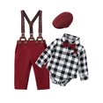 thumbnail image 1 of WESIDOM Toddler Infant Boy Formal Clothes Tuxedo Outfits Suspender Pants Cotton Fabric 0-18M 4pcs, 1 of 12