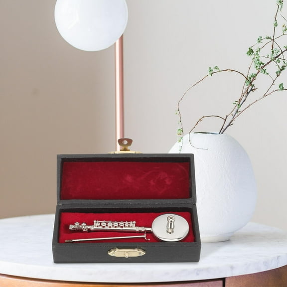 WESIEVYA Flute Miniature Instrument Model Silver 1 Set 3.7x1.1x1.1in