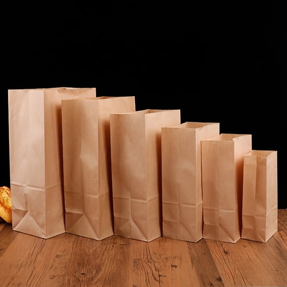 WESIEVYA 100Pcs Small Bakery Bags Kraft Paper Material Sturdy Structure Suitable for Bread and Candy 7.1x3.5x2.4in