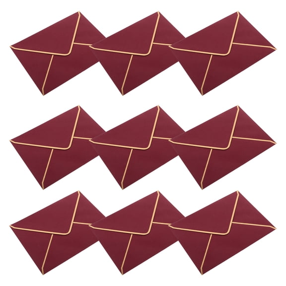 WESIEVYA 10Pcs Dark Red Letter Paper Cover Envelope for Wedding Invitations and Party Stationery Storage
