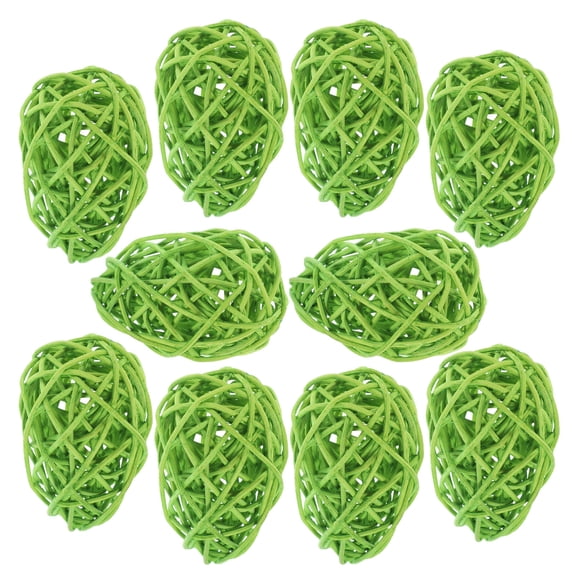 WESIEVYA 10Pcs Green Rattan Easter Eggs Decorative Balls for Home and Garden Easter Party Decor