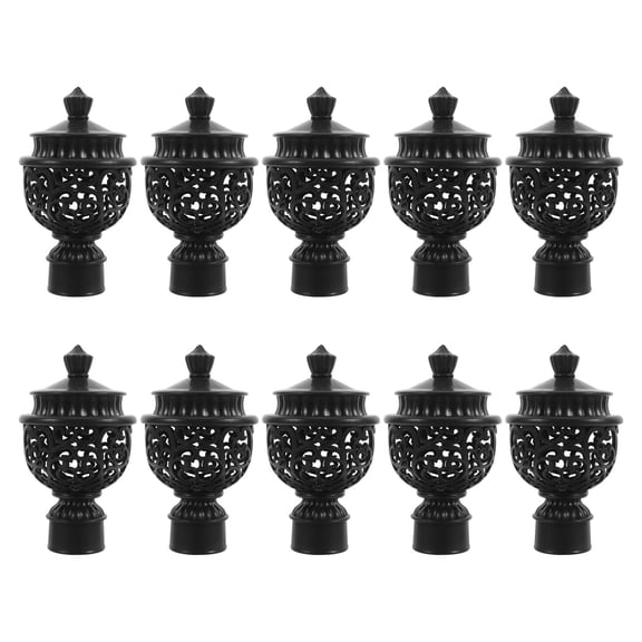 WESIEVYA Retro Curtain Rod End Caps ABS Black Sophisticated Appearance 10Pcs
