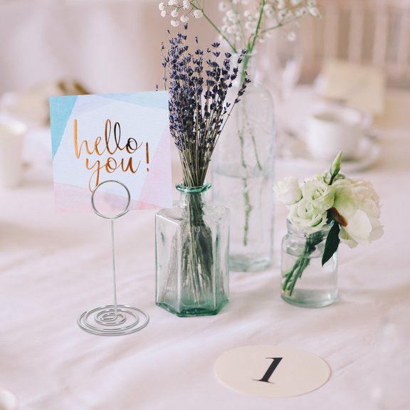 WESIEVYA 10Pcs Plated Silver Wire Photo Clips Table Number Holders for Wedding and Event Desktop Use