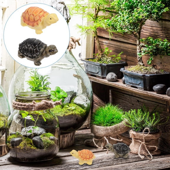 WESIEVYA 10Pcs Small Resin Turtles Micro Landscape Decorations for Cake and Fish Tank Display