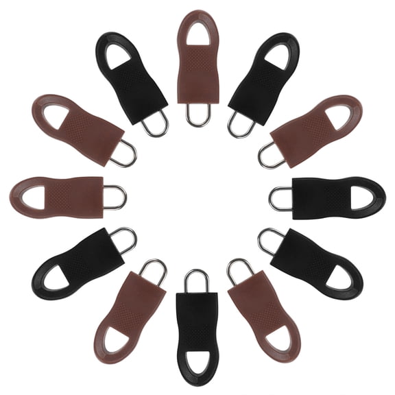WESIEVYA 12Pcs Black Detachable Zipper Pull Tabs Sturdy Durable Replacement for Bags Coats and Garments