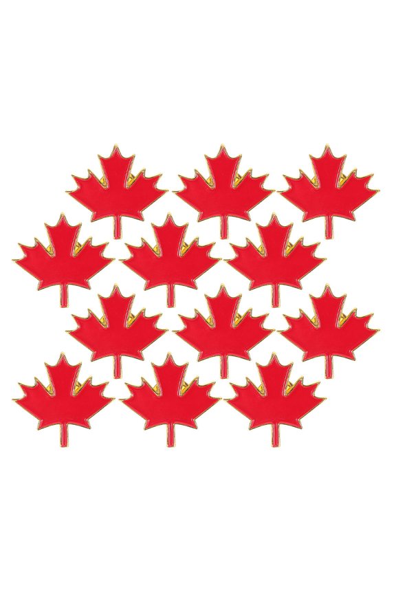 12Pcs Canadian Maple Leaf Lapel Pin Durable Metal Enamel Brooch for International Events