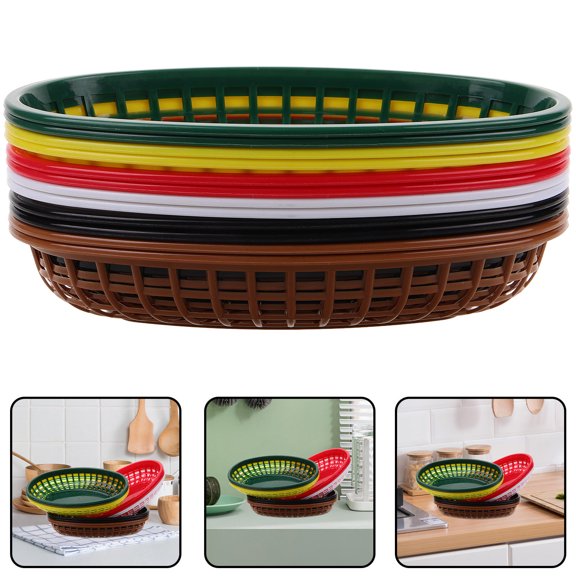 WESIEVYA 12pcs Reusable Plastic Bread Baskets Green for Convenient Bread Basket Family