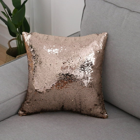 WESIEVYA 1Pack Sequin Throw Pillows Gold for Room Decor 15.75 x 15.75 Inches
