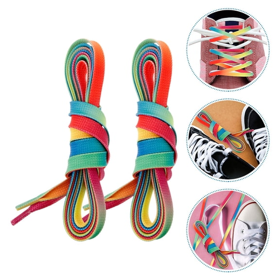 WESIEVYA 1Pair Flat Shoelaces for Boots and Sneakers Polyester Waterproof with Vibrant Gradient Print