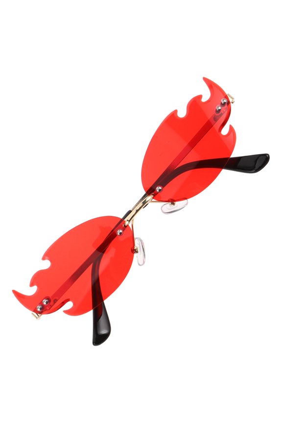 1 Pair Lightweight Rimless Flame Sunglasses Red Fire Shape Party Eyewear for Stylish Outdoor Events