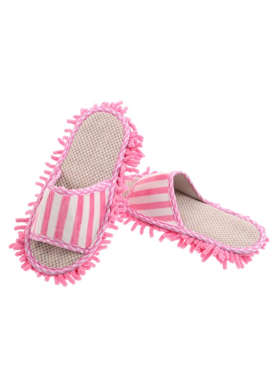 1Pair Washable Mop Slippers for Home Durable Pink Floor Sweeping Shoes