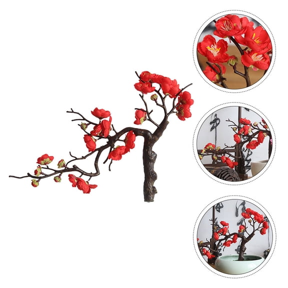WESIEVYA 1Pc Eco Friendly Red Simulation Winter Sweet Artificial Flower for Room Decor