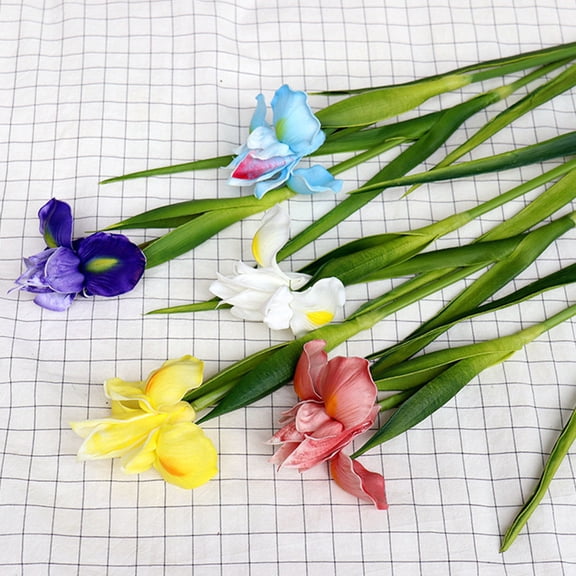 WESIEVYA 1Pc Lifelike Yellow Faux Iris Flower with Bendable Stem for Wedding Decor