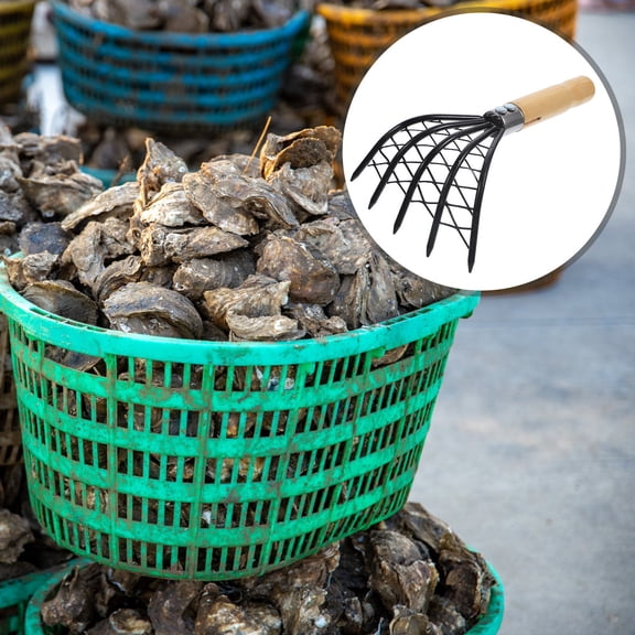 WESIEVYA Multipurpose Clam Digging Rake with Stainless Steel Blade and Net Design for Easy Shellfish Harvesting