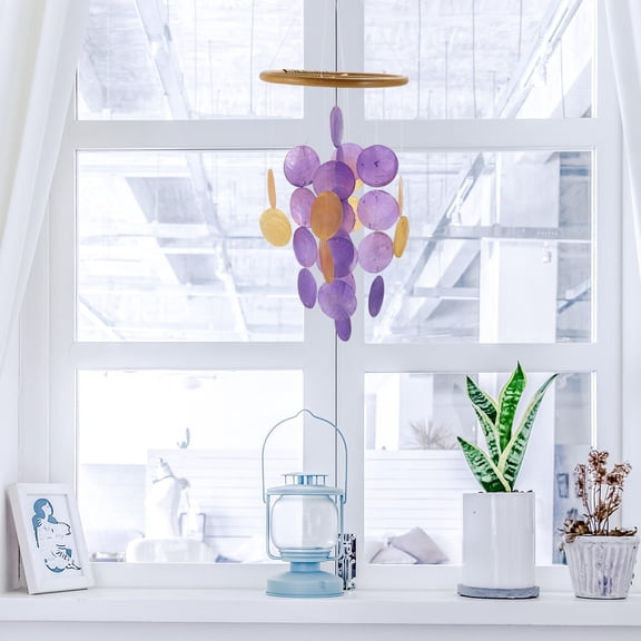 WESIEVYA 1Pc Natural Seashell Wind Chime Hanging Pendant for Outdoor and Indoor Decoration