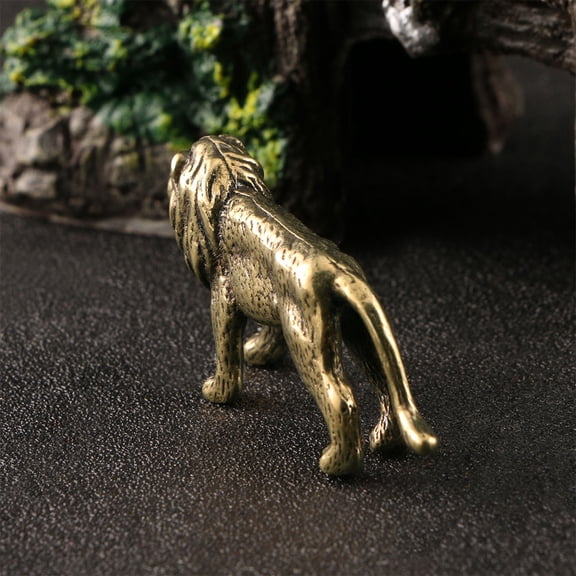 WESIEVYA 1Pcs Lion Figurine Golden Brass Animal Design for Home Decor and Collectors