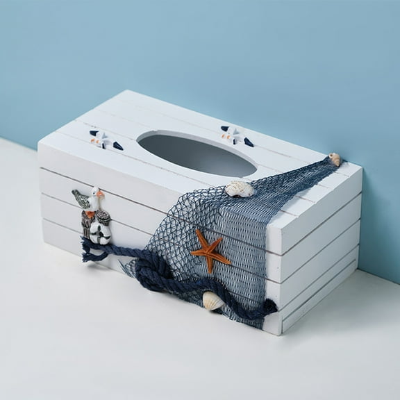 WESIEVYA 1Pcs Nautical Tissue Box Cover Rectangular Shape Construction For Home Hotel Restaurant Office