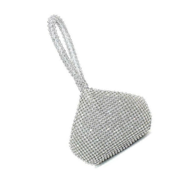 WESIEVYA 1Pcs Women Handbags Rhinestone Evening Bag Fashion Full Rhinestones Silver