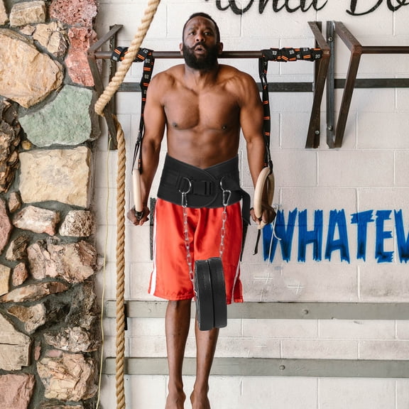 WESIEVYA 1Set Adjustable Exerciser Belt for Weight Training Nylon Belt Chain Black Silver 11.8x6.1in