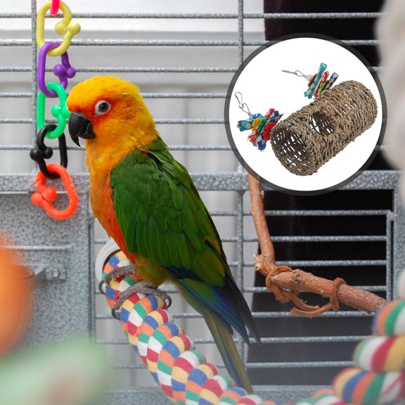 WESIEVYA 1Set Cage Bird Swing Dark Brown with Fine Craftsmanship and Fun Attractive Shape