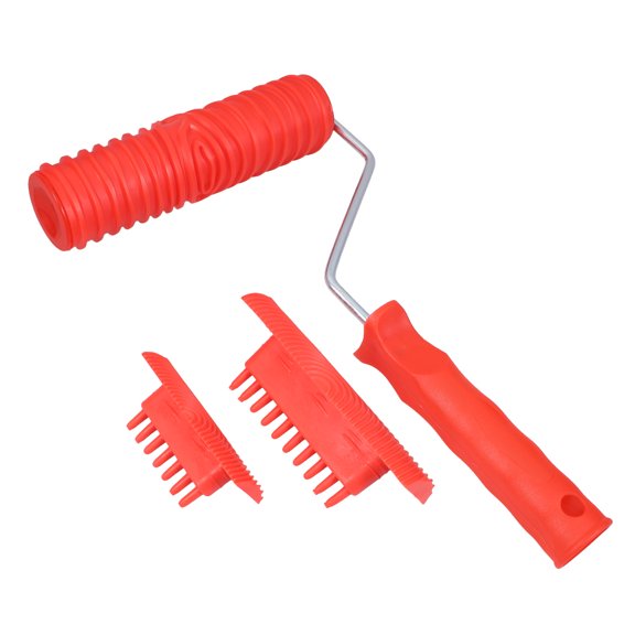 WESIEVYA 1Set Handheld Wood Grain Roller Tool in Red for Creating Custom Wood Grain Patterns