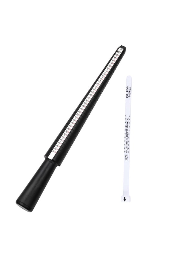 1Set Lightweight Black Ring Mandrel Sizer with Smooth Edges for Precise Finger and Ring Size Measurement