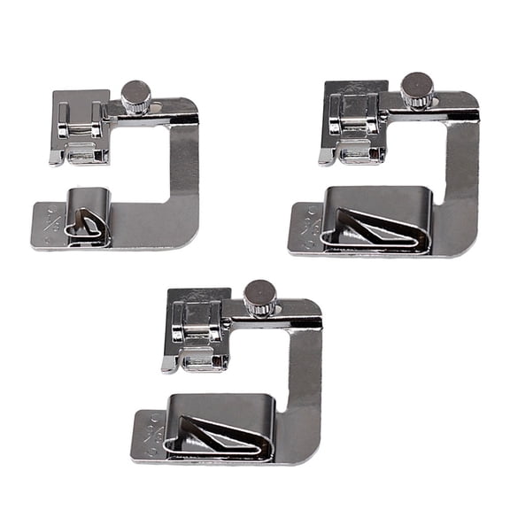 WESIEVYA 1Set Metal Sewing Presser Lock Set with 3 Rolled Presser Feet for Sewing Machine Use Silver