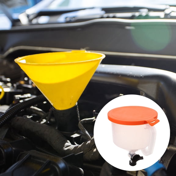 WESIEVYA 1Set Radiator Bleeding Coolant Flush Kit Spill Free Funnel Tool for Motorbike Orange
