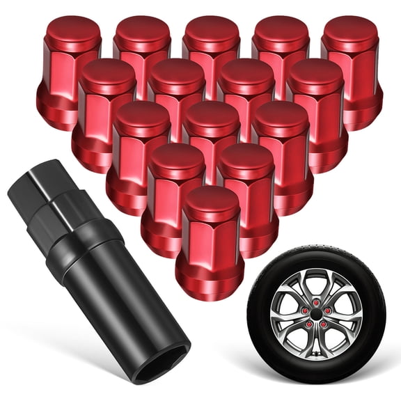 WESIEVYA 1Set Red Tire Lug Nuts Set for Car Wheel Nut Replacement and Hub Covers