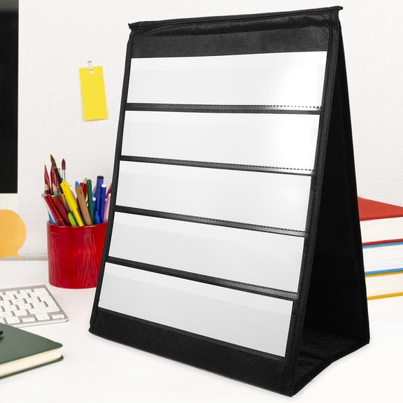 WESIEVYA 1Set Tabletop Tent Pocket Chart for Classroom Schedule and Vocabulary with Foldable Storage