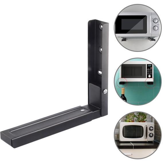 WESIEVYA 1Set Wall Mounted Steel Microwave Oven Shelf Rack Foldable Retractable Telescopic Bracket
