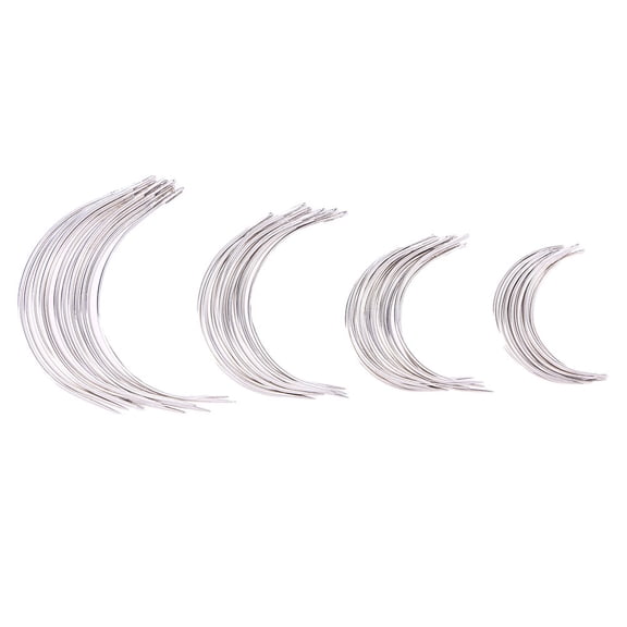 WESIEVYA 200Pcs Plated Silver C Type Weaving Needles for Durable Hand Sewing and Craft Applications