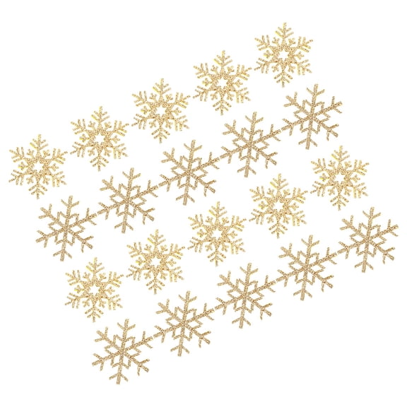 WESIEVYA 20Pcs Golden Fabric Snowflake Applique Patches for Clothes Decoration and Sewing