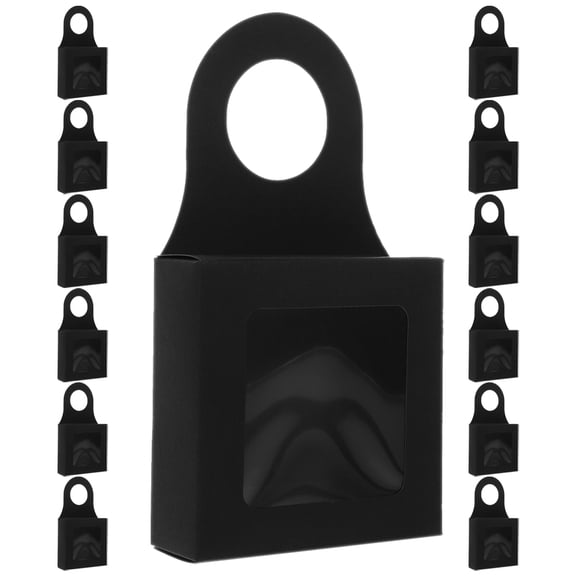 WESIEVYA 20Pcs Hanging Bottle Boxes in Black Kraft Paper with Window for Decorative Use